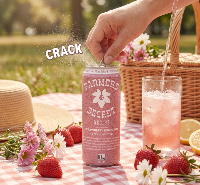 Farmers Secret 10mg D9 THC Drink - Strawberry Lemonade (4pk)